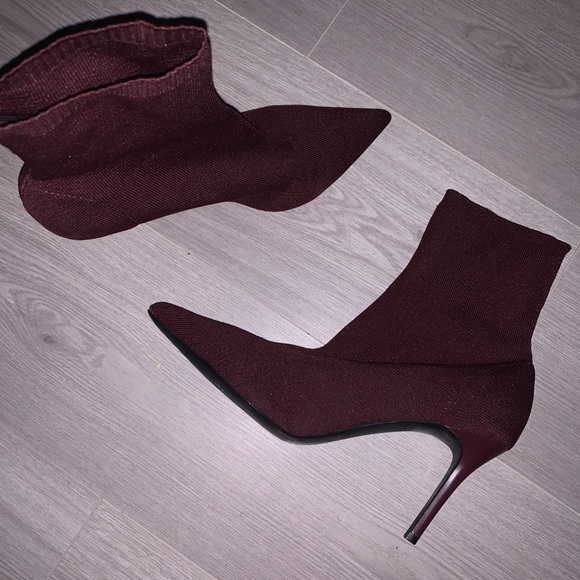 Mango Burgundy Sock Boots size 9.5 - Picture 2 of 2